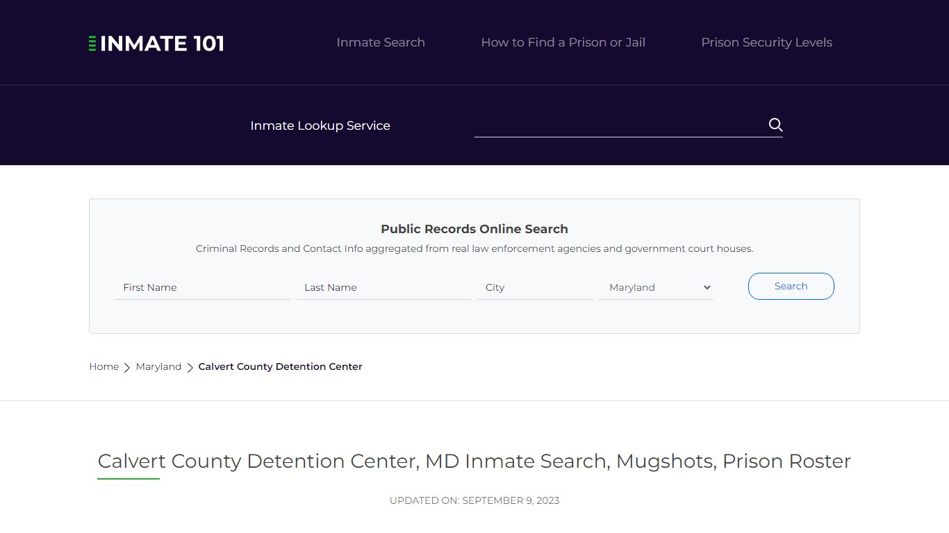 Calvert County Detention Center, MD Inmate Search, Mugshots, Prison ...